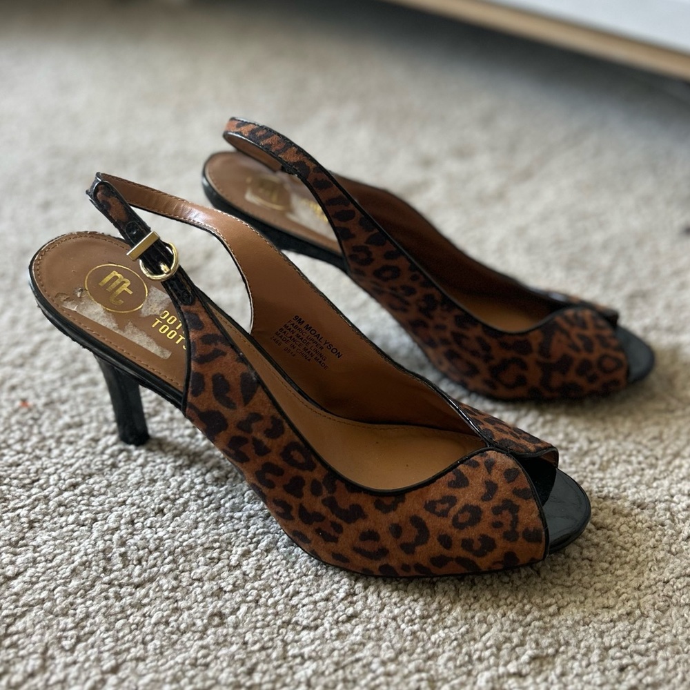 Leopard Print Open Round Toe Heels